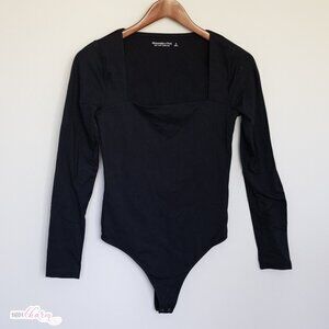Black Long Sleeve Squareneck Bodysuit